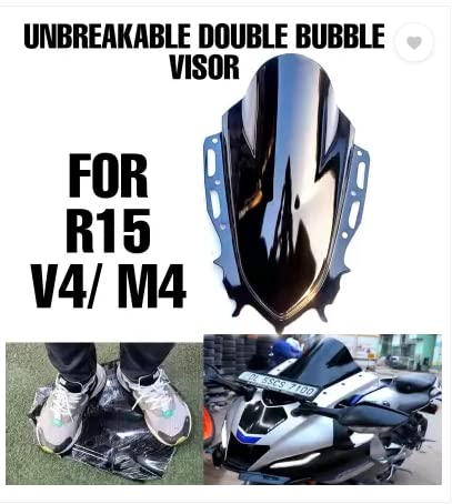 MIKANIX Unbreakable Visor Windscreen/Wind Deflectors Double Bubble Headlight Visor for R15 V4 / M Bike Fairing Bike Windshield