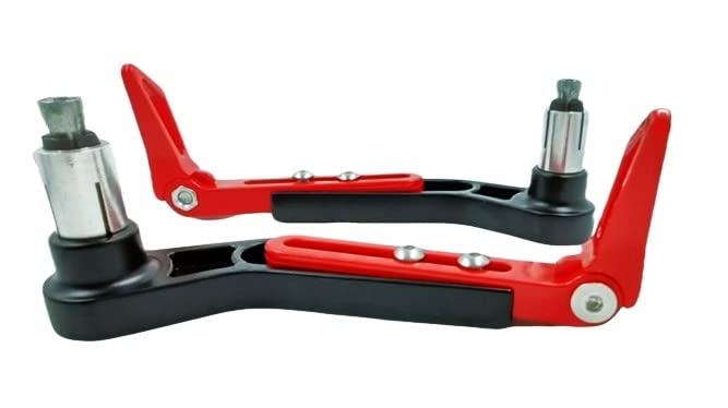 MIKANIX Universal and Adjustable Handlebar Brake Folding Clutch Lever Guard, Compatible with All Bikes (Red)