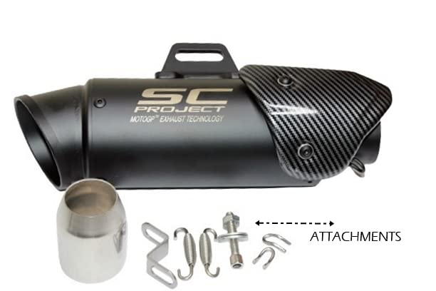 Mikanix Project Racing Sports Silencer/Exhaust Muffler Pipe with Black Carbon Fiber Plate Slip-on Exhaust System for Bike/Motorcycle