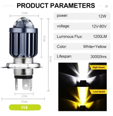 MIKANIX H4 LED Headlight Fog Lamp Projector Lens Universal for Bikes Fog Light, Dash Light Motorbike, Xenon