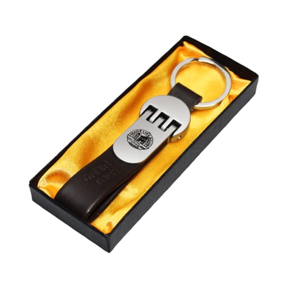 OBEROI'S TRADERS Premium Leather Anti-Rust Metal Key Chain/Key Ring With Locking Hook Suitable For Royal Enfield All Bikes