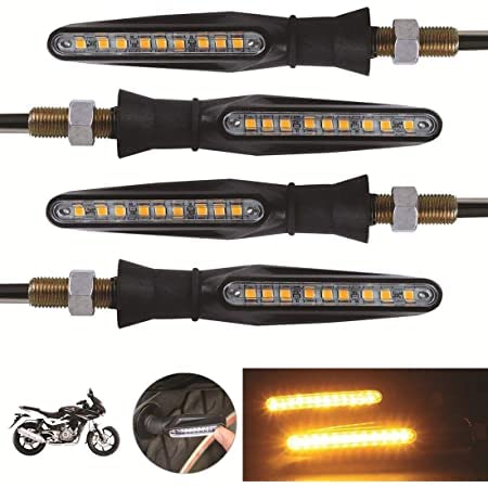 MIKANIX Universal Front, Rear 12 LED Turn Signal Running DRL Indicators Lamp Light Bulb