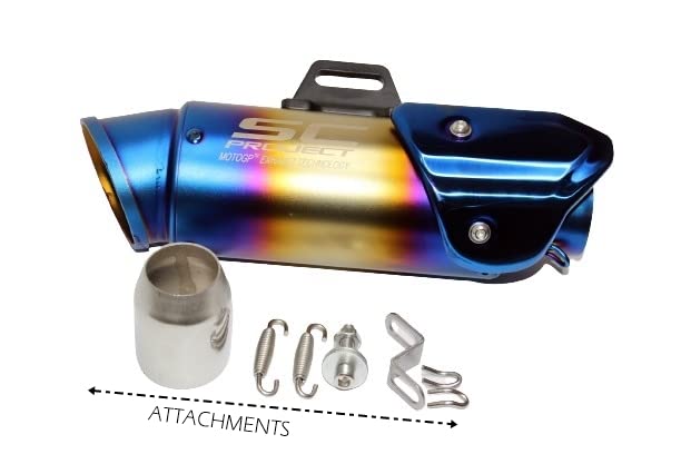 Mikanix Project Racing Sports Silencer/Exhaust Muffler Pipe with Black Carbon Fiber Plate Slip-on Exhaust System for Bike/Motorcycle