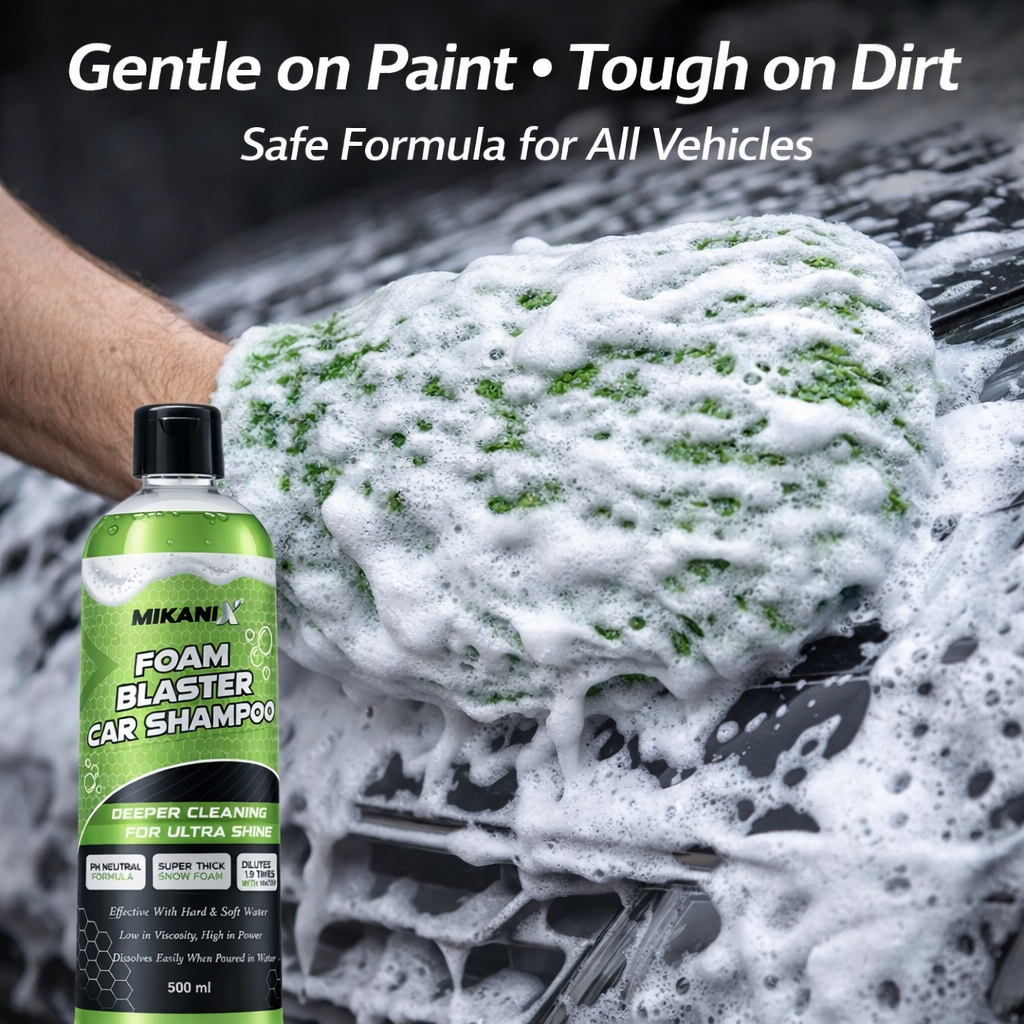 MIKANIX Foam Blaster Car Wash Shampoo | Concentrate Formula With Thick Foam to Remove Dirt & Grime for Car & Bike Exterior Cleaning | pH Neutral | 500 ML | Pack of 1