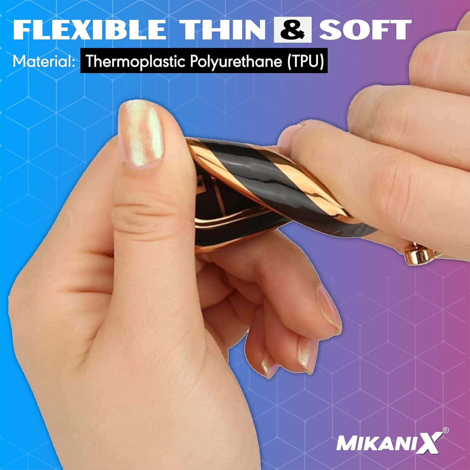 MIKANIX Premium Key Cover Compatible with Kia Seltos, Sonet, and Carens 2023 Onwards Models with a 3-Button flip Key | Elegant Black & Gold Protective Case Shell