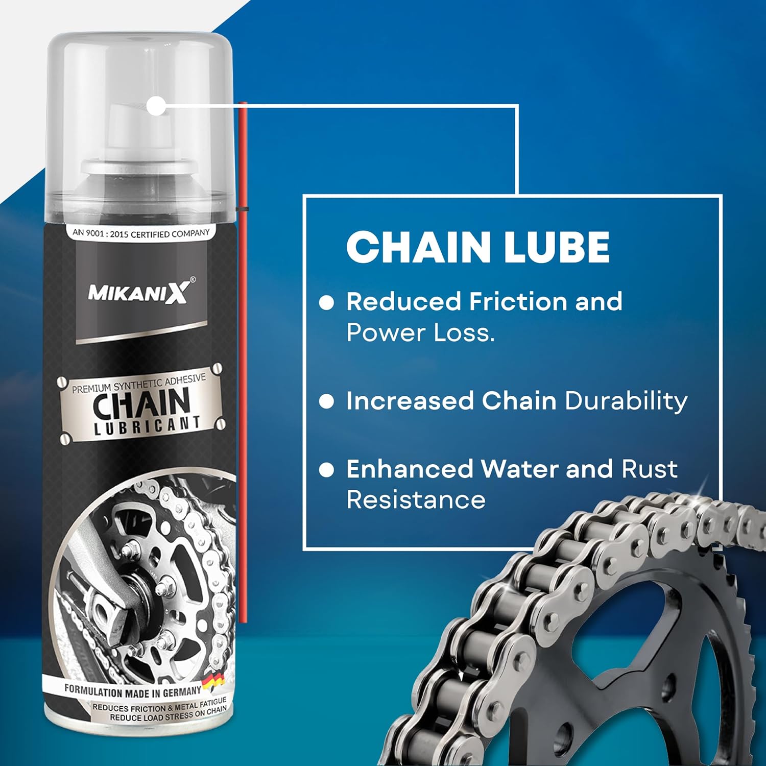MIKANIX Bike Chain Cleaner & Lubricant Kit Combo | Motorcycle Chain Cleaner Spray, Chain Lube, MX-40 Rust Remover, Chain Cleaning Brush & Microfiber Cloth | For All Bikes & Scooters