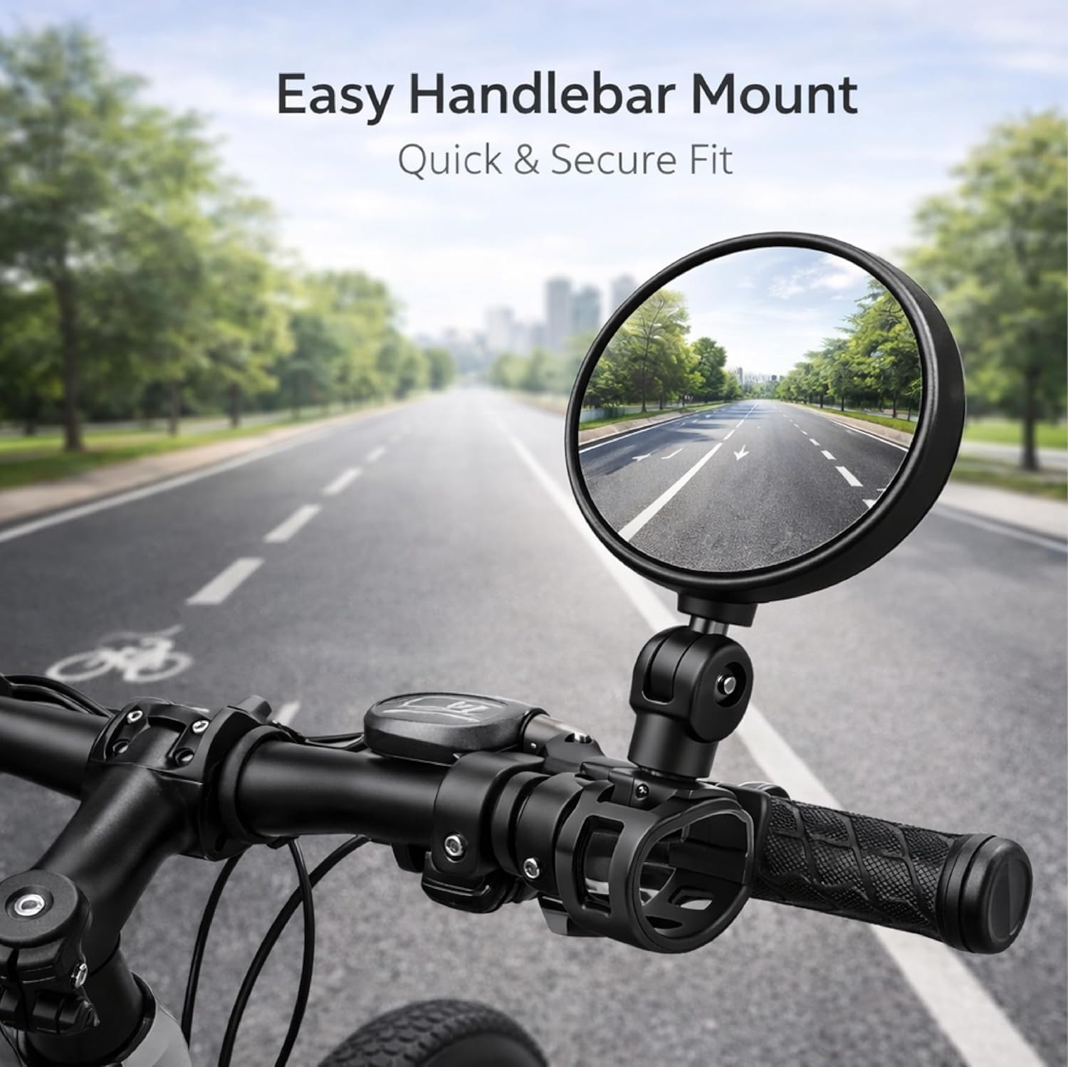 MIKANIX Universal Rear View Mirror for Handlebar | 360° Rotatable & Adjustable Cycle Mirror | Acrylic Convex Wide Angle | Compatible with All Bicycles