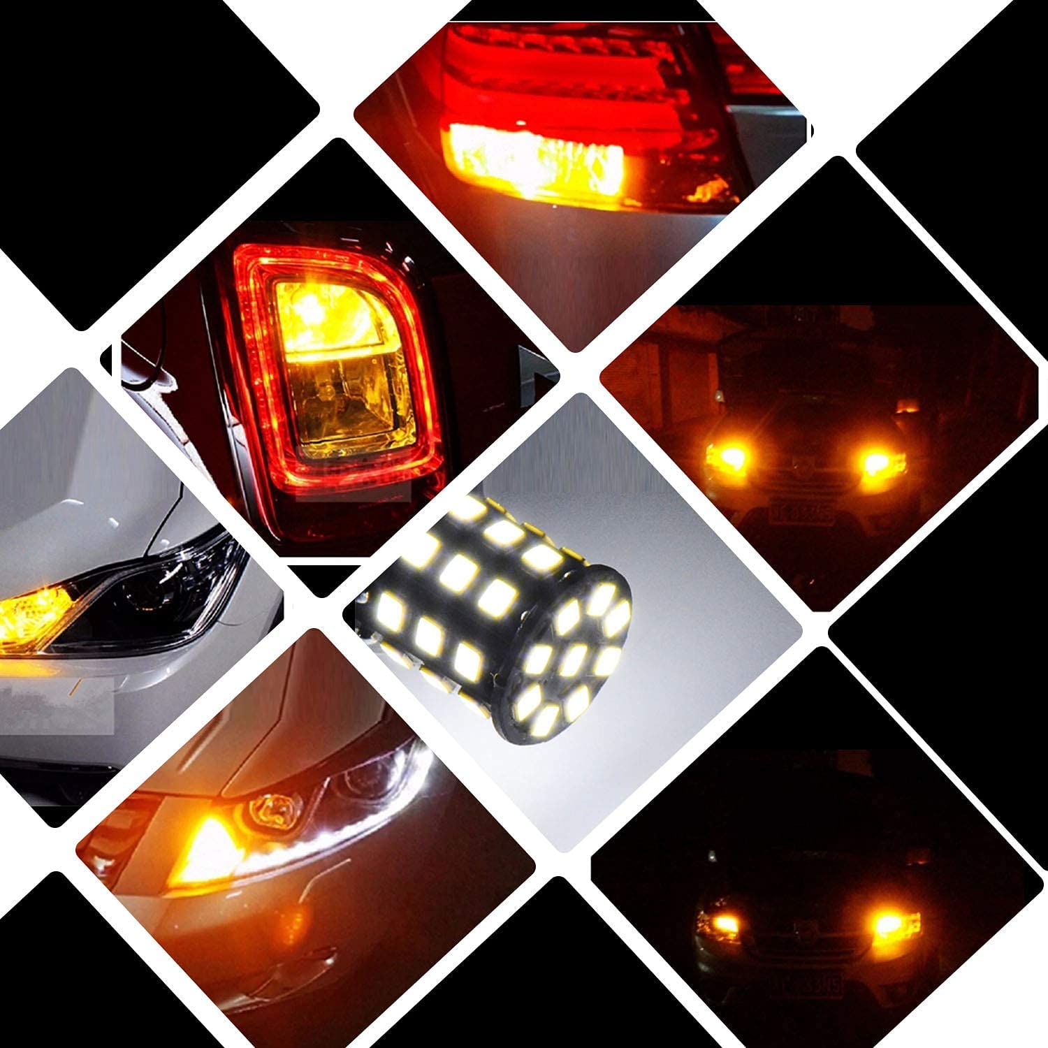 MIKANIX Super Bright Universal 360° Reflecting LED Indicator Bulbs Set of 4 Indicator Light For Bikes And Cars (Cross Pin) Orange