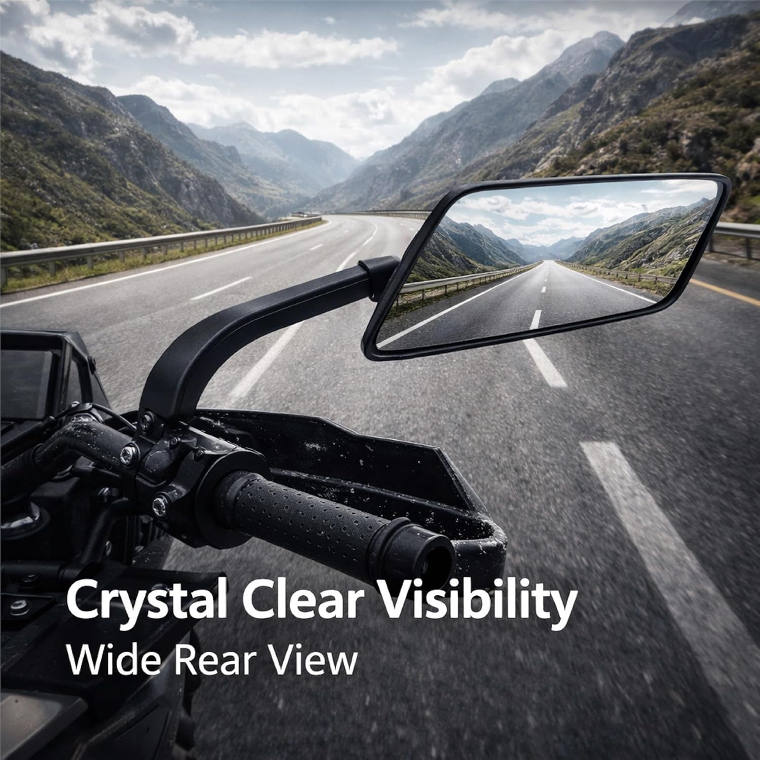 MIKANIX Universal York Motorcycle Rear View Mirror | Handlebar Side Mirror | Wide Angle Clear Glass | 360° Adjustable | Vibration Resistant | Compatible with All Bikes & Scooters | Black
