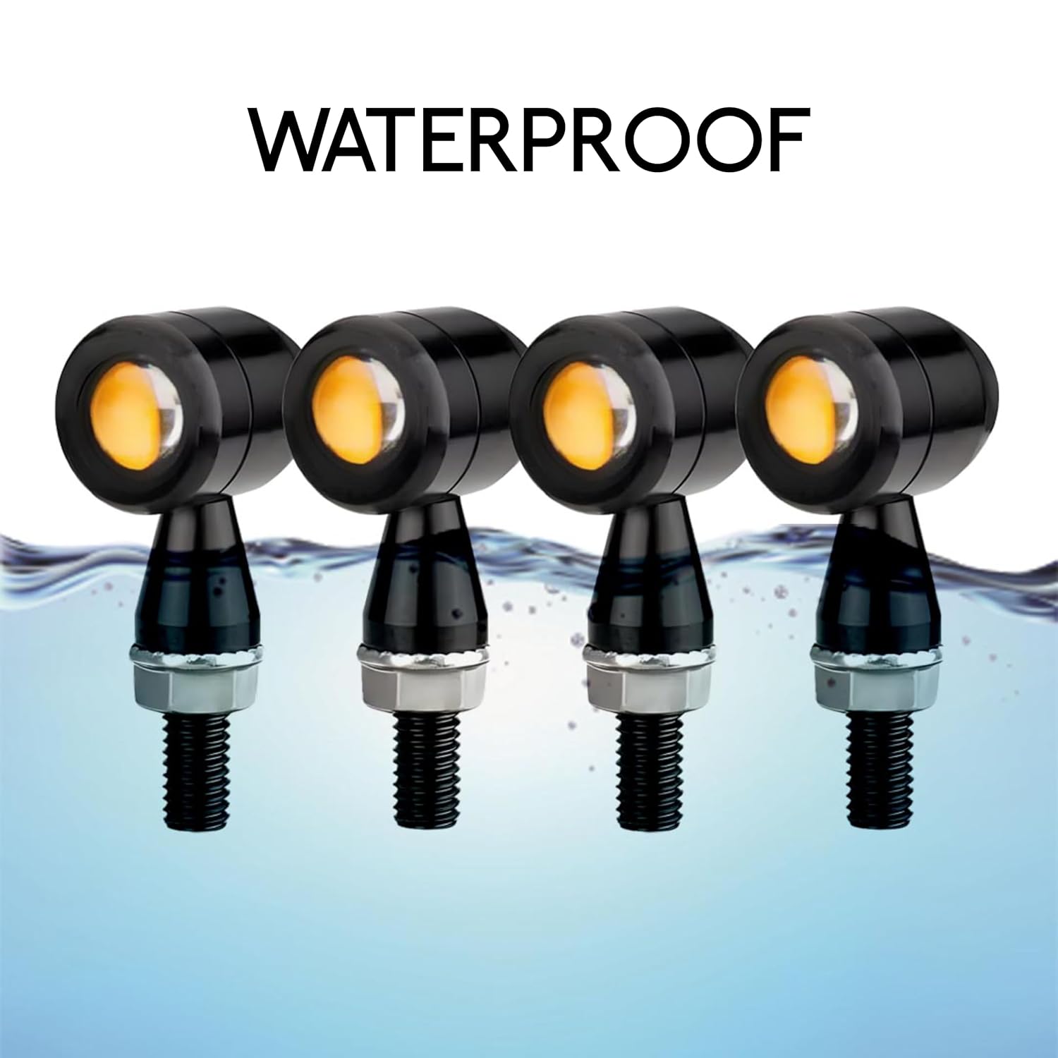 MIKANIX Bullet Shape Front/Rear Turn Signal Led Indicator Fog Light | Spot Light Universal For All Bikes (Pack Of 4, Black)
