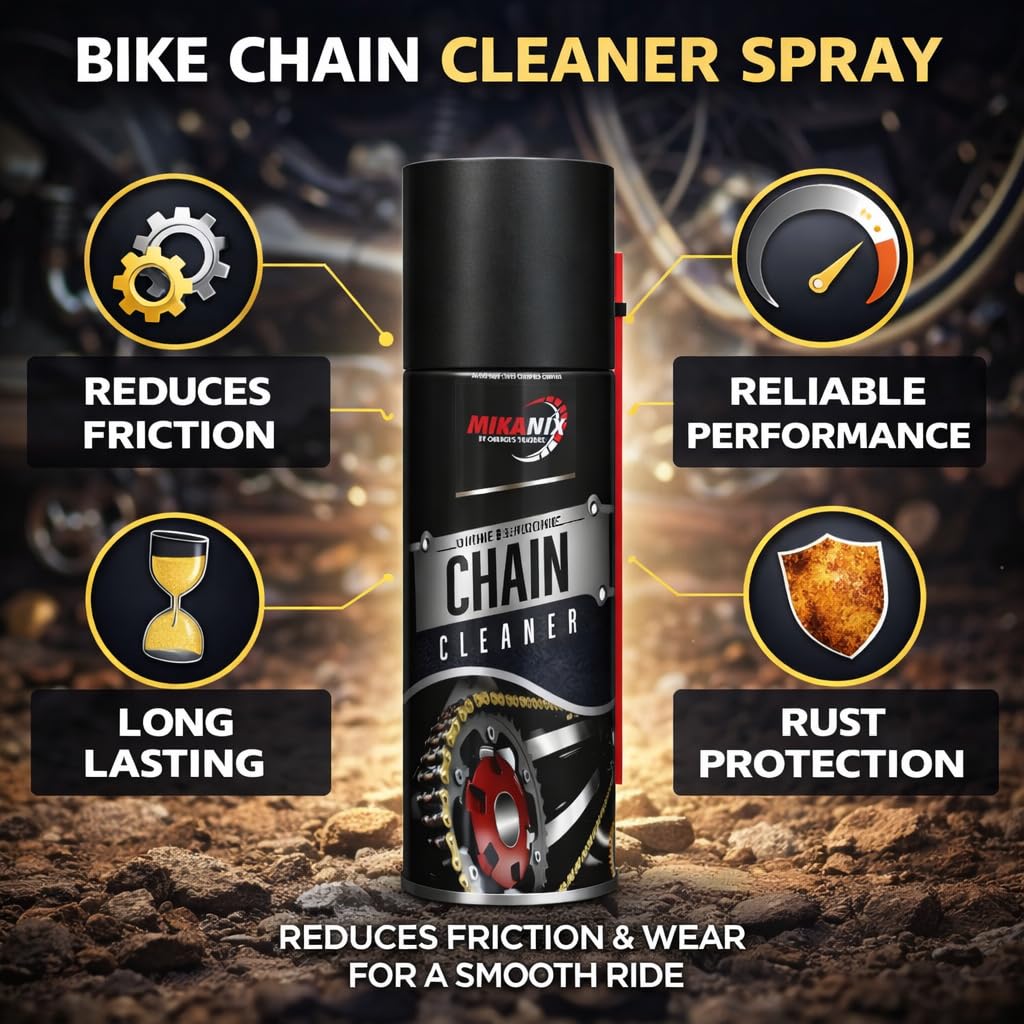 MIKANIX 6-in-1 Bike Care Kit - Liquid Polish, MX-40 Cleaner, Chain Lubricant, Chain Cleaner, Cleaning Brush & Microfiber Cloth (700ml)