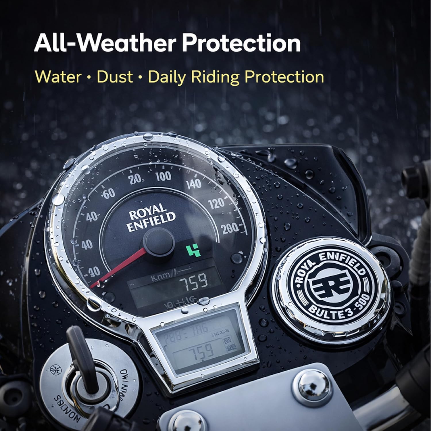 MIKANIX Speedometer & RPM Meter Glass Protector Compatible with RE Classic Reborn 350 | Ultra Clear Transparent Monsoon Cap | Scratch & Impact Resistant Cover