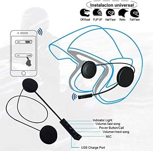 OBEROI'S TRADERS Universal Rechargeable Wireless Motorcycle Helmet Bluetooth | Headset | Earphone Intercom System with Microphone | High Sound Communication & Hands Free Calling & Music Control