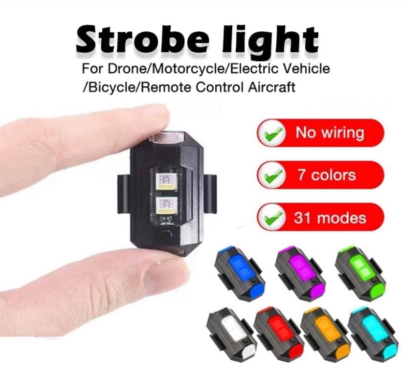 OBEROI'S TRADERS 7 Colors LED With 3 Flashing/Blinking Modes Aircraft Strobe/Helmet Exterior Night Signal Light With USB Rechargeable Cable Kit For Drone Flashing, Bike Bicycle