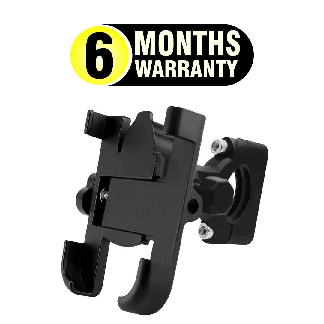 Mikanix CNC Metal Bike Handle Mount Holder | Mobile Phone Holder Navigation 360 Degree Rotation Handlebar Cradle for All Smartphones Bicycle, Motorcycle, Scooty (Black)