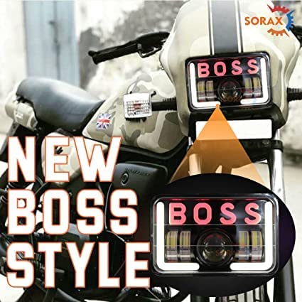 MIKANIX BOSS Style LED Headlight Hi/Low Beam With DRL Light 4000LM For Hero Splendor Plus, Splendor Pro, Splendor