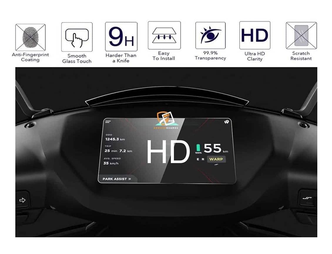 MIKANIX Ather Scooter 9H Full Speedo Meter Display Screen Tempered Glass/Guard Anti Scratch Protector