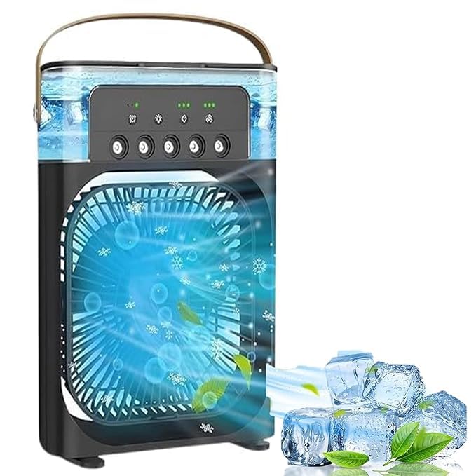 OBEROI'S TRADERS 1 YEAR REPLACEMENT WARRANTY Mini Cooler Fan for Room, Kitchen, Home & Office Desk | USB Cable, 3 Wind Speed Mode With Cooling Misting Fan