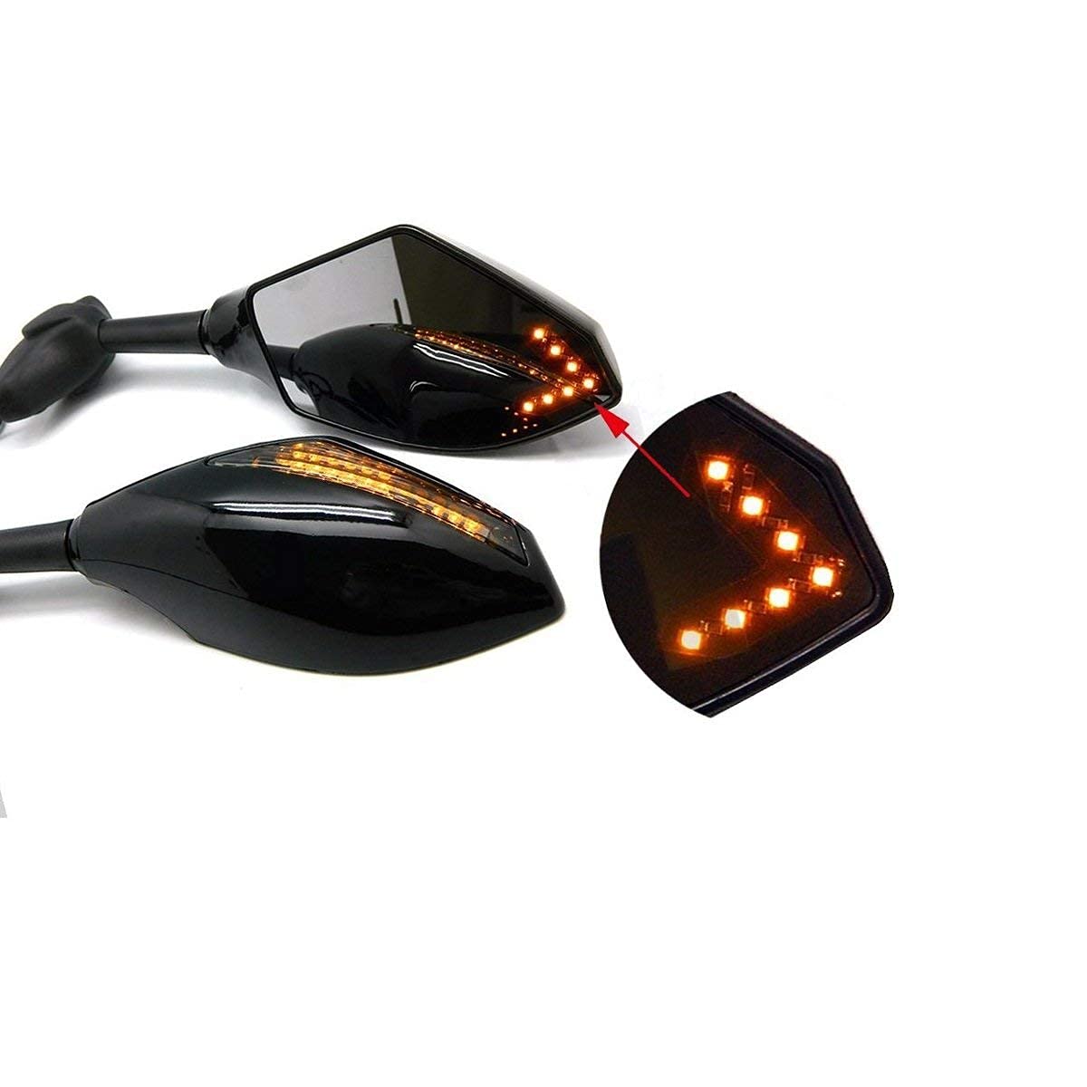 MIKANIX R15 V3.0 Adjustable Rear View Dual Side Mirror with LED Turn Signal Indicator for Bike