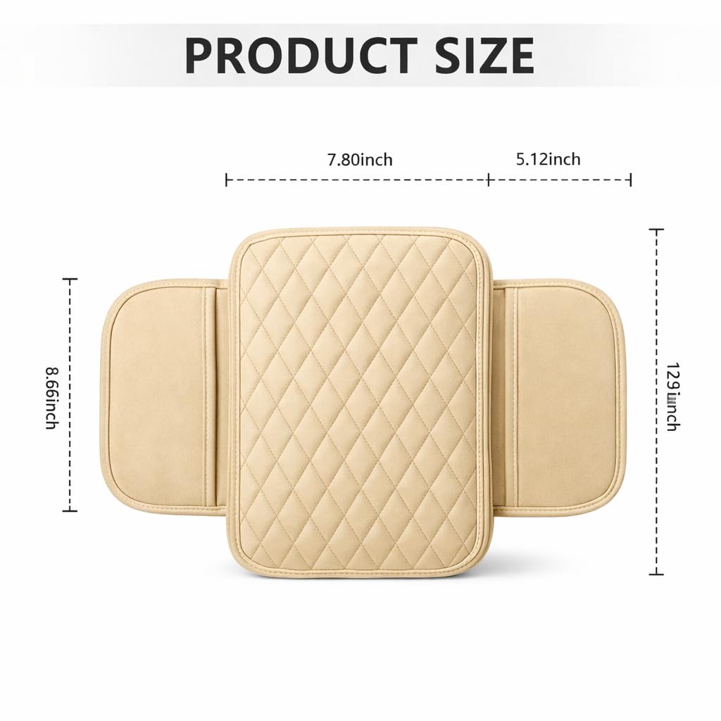 MIKANIX  Premium Car Seat Arm Rest Pad | PU Leather Center Console Cushion with Dual Phone Pockets | Arm Support & Seat Box Protector | Universal Fit for SUV, Truck, Car