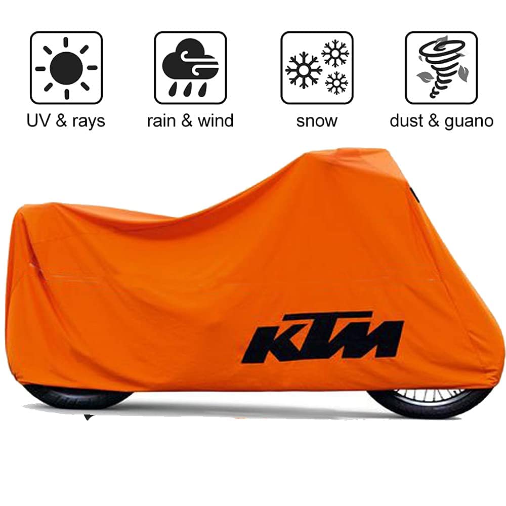MIKANIX Waterproof & Dust Proof Two Wheeler Bike Body Cover with Mirror Pockets and Carry Bag for All KTM Bikes
