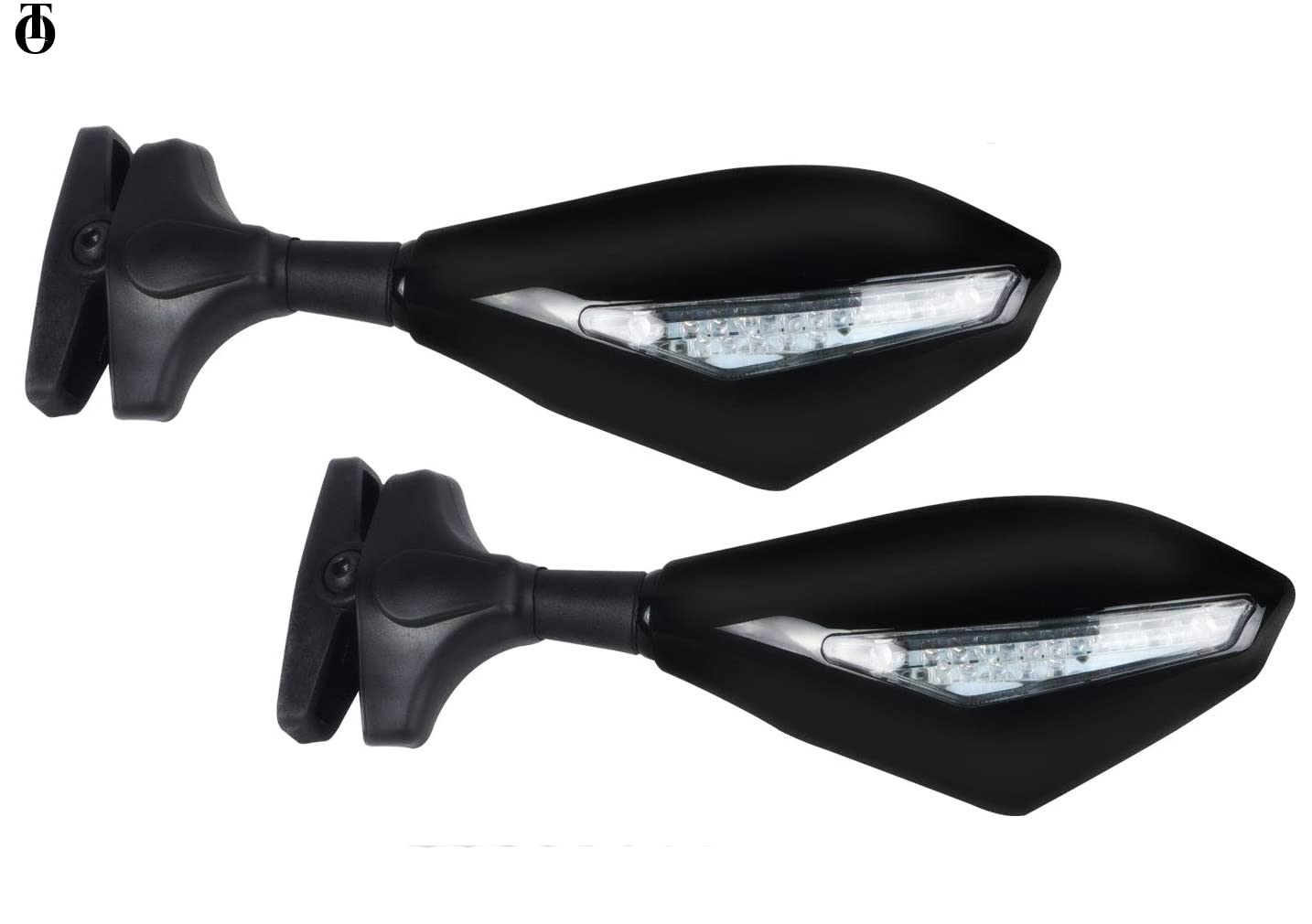 MIKANIX Double Light Universal and Adjustable Handlebar Rear View Mirror for Bikes and Motorcycles