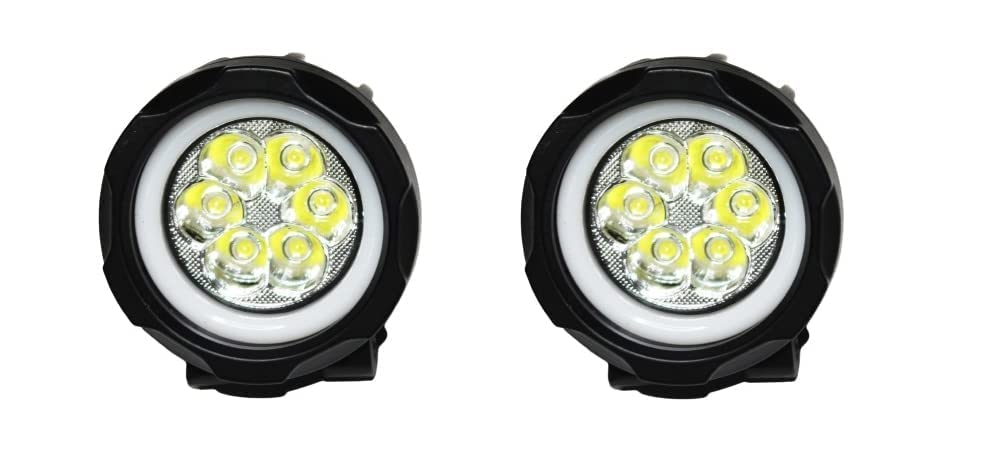 MIKANIX Harley Style 6 LED Red Ring Fog Lights Pair High Power Brightness With Heavy clamps Fog Lamp, Dash Light Motorbike, Car, Van LED