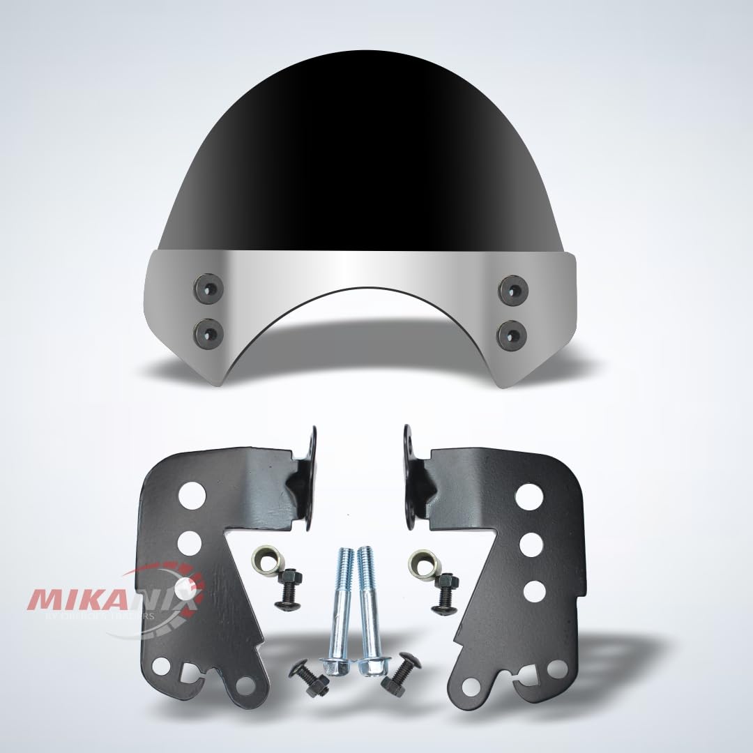 MIKANIX Hunter 350 Visor Glass | Unbreakable Headlight Bolt Visor | Windshield Protector| Wind Deflector for Bike Styling Fairing Kit