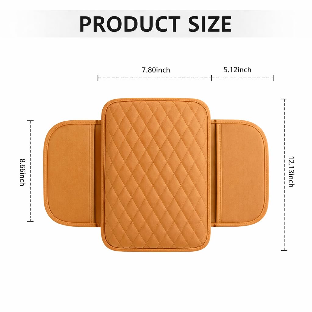 MIKANIX  Premium Car Seat Arm Rest Pad | PU Leather Center Console Cushion with Dual Phone Pockets | Arm Support & Seat Box Protector | Universal Fit for SUV, Truck, Car
