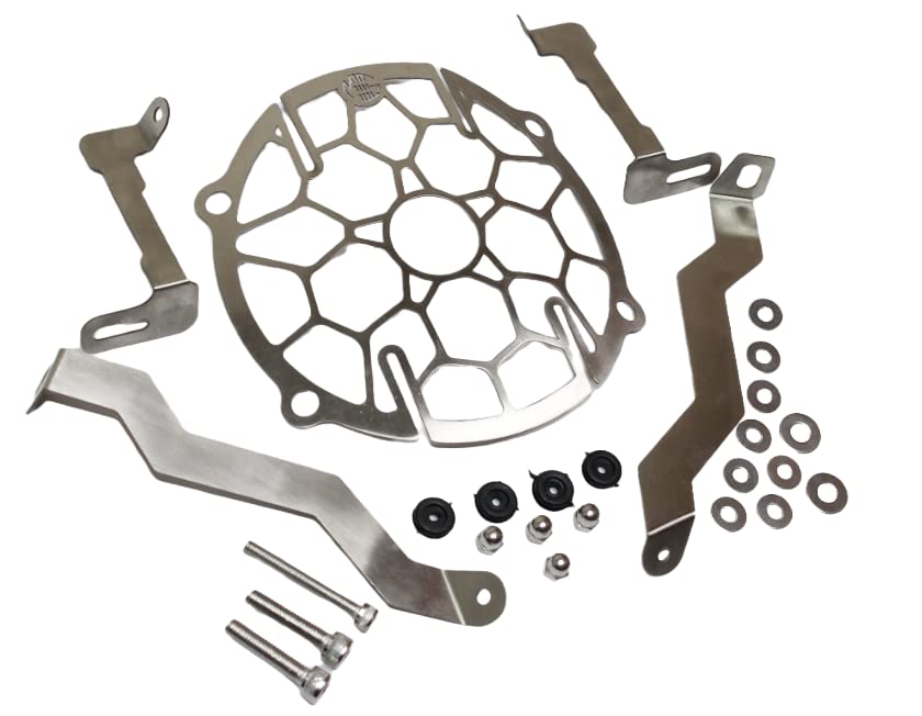 MIKANIX Stainless Steel Motorcycle Headlight Protector Grill/Jali Cover For H'nees CB 350.