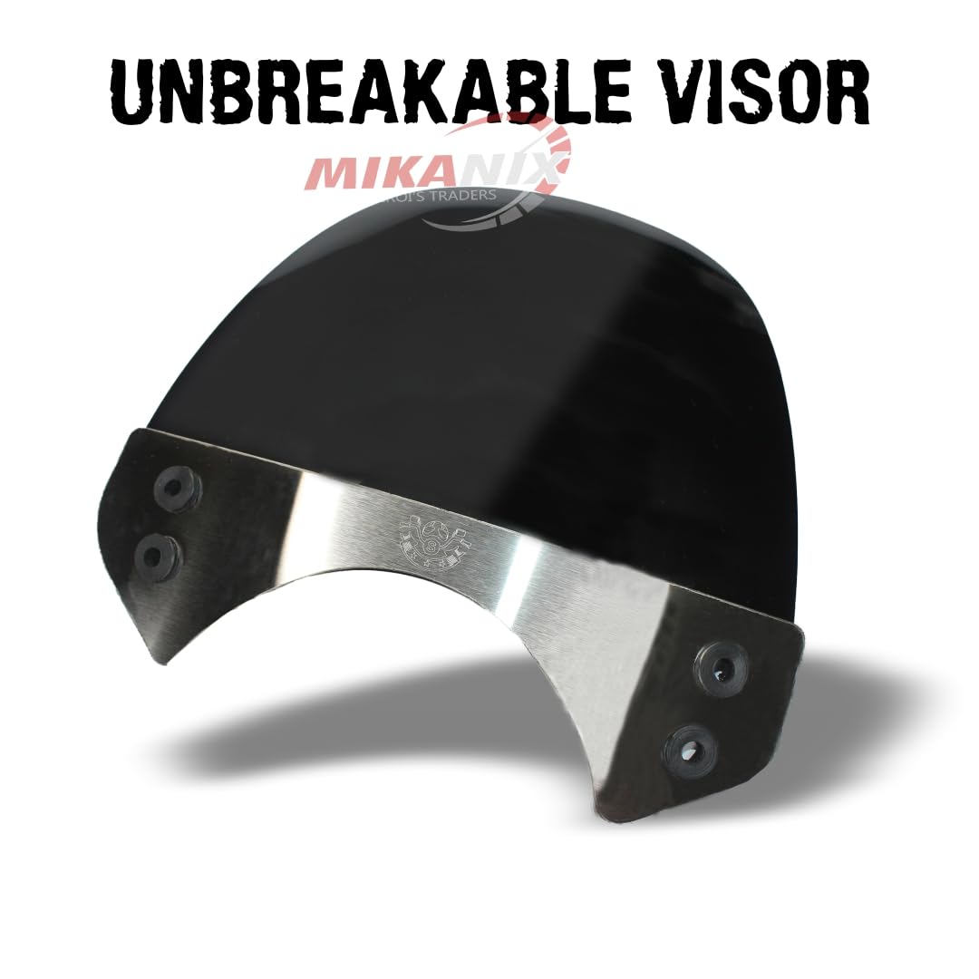 MIKANIX Hunter 350 Visor Glass | Unbreakable Headlight Bolt Visor | Windshield Protector| Wind Deflector for Bike Styling Fairing Kit