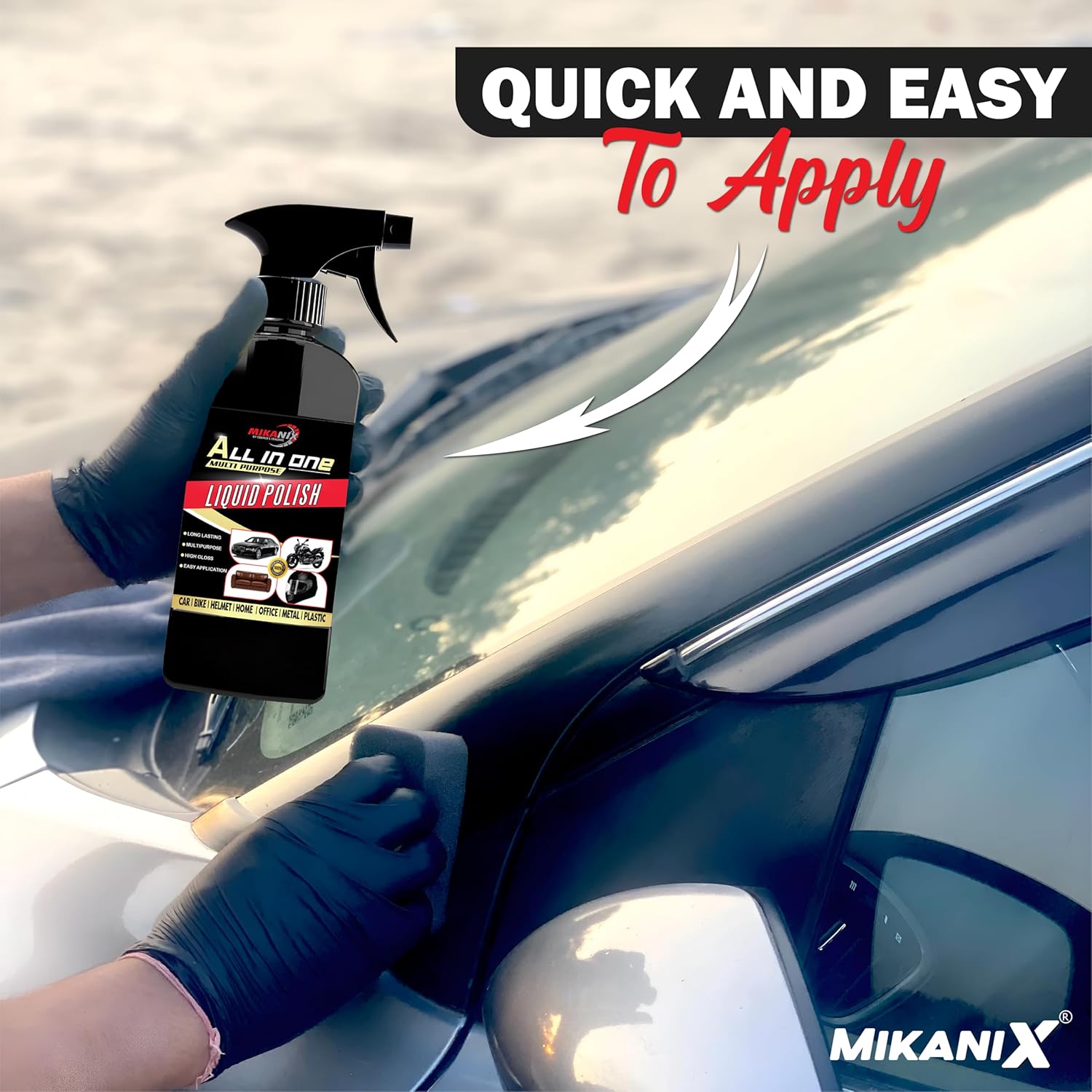 MIKANIX 6-in-1 Bike Care Kit - Liquid Polish, MX-40 Cleaner, Chain Lubricant, Chain Cleaner, Cleaning Brush & Microfiber Cloth (700ml)