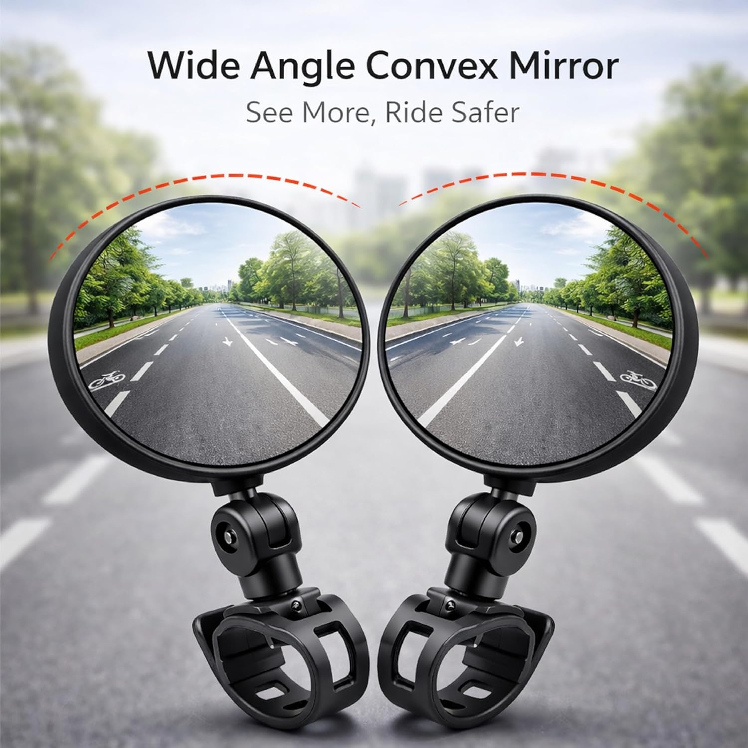MIKANIX Universal Rear View Mirror for Handlebar | 360° Rotatable & Adjustable Cycle Mirror | Acrylic Convex Wide Angle | Compatible with All Bicycles