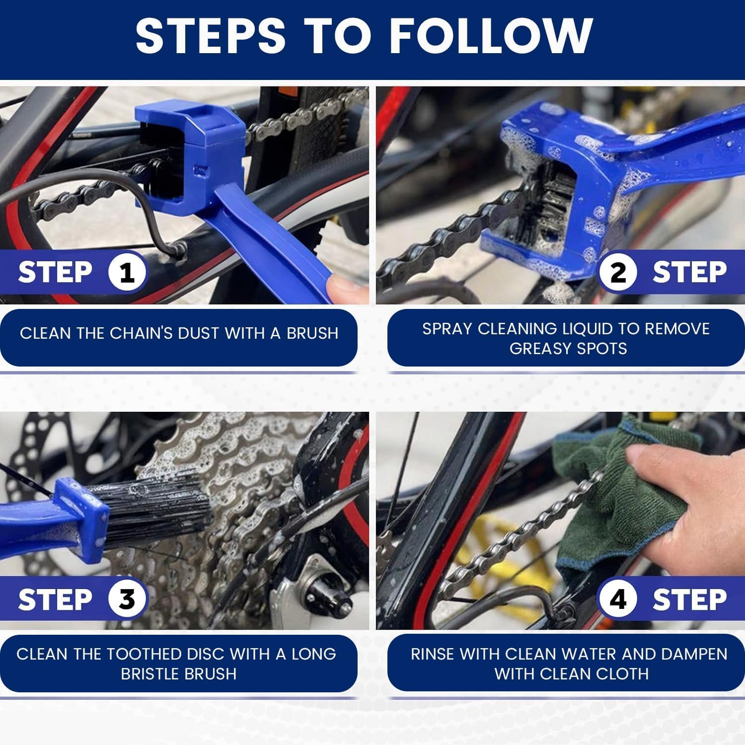 MIKANIX Chain Care Combo for Motorcycles | Chain Cleaner, Chain Lubricant | Cleaning Brush with Paddock Wheel Roller | Complete Chain Cleaning Kit for All Bikes & Scooters
