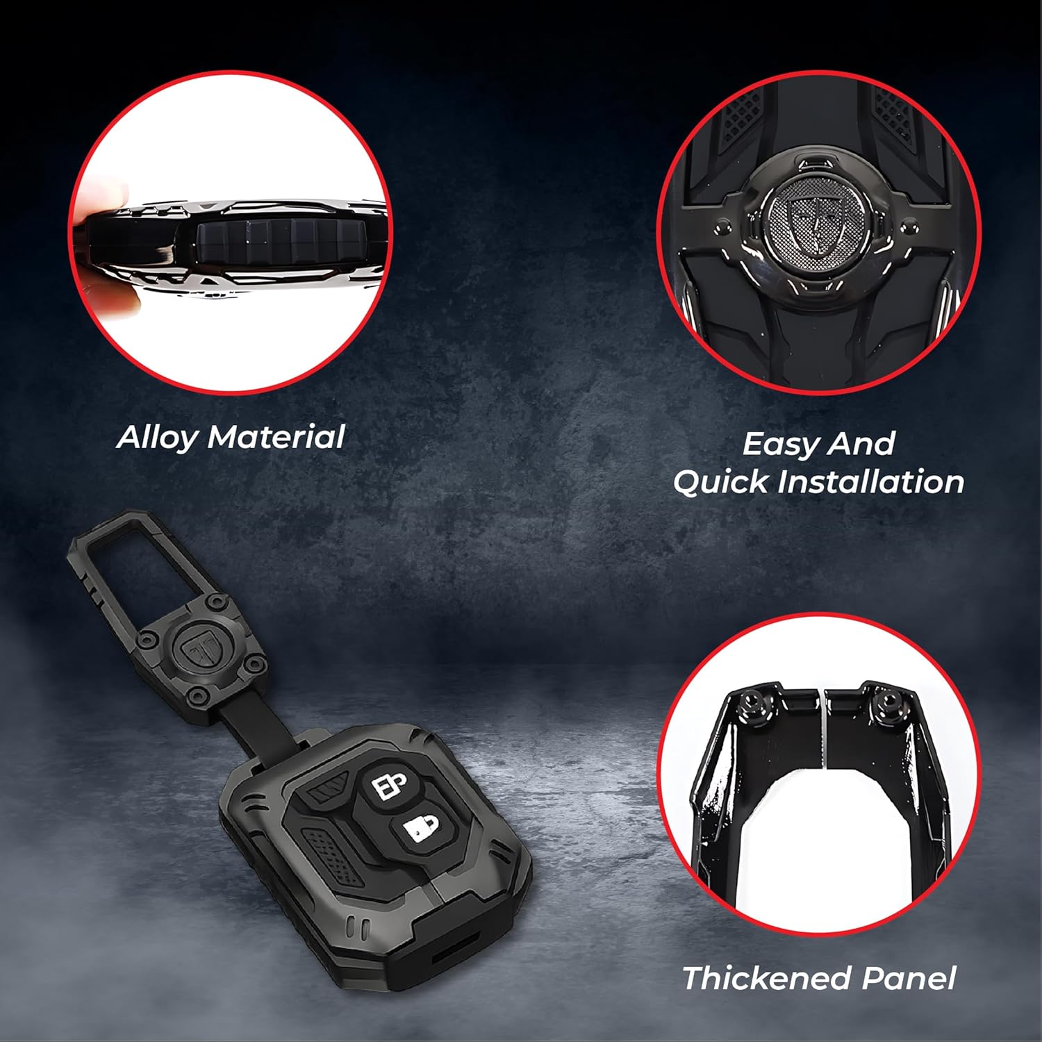 MIKANIX Transformer Series Car Key Cover | Premium Metal Black Soft Silicone Key Shell with Keychain for Swift, Ertiga, WagonR, Celerio, Dzire, Alto, Fronx, Brezza, S-Presso, Ignis (Swift)