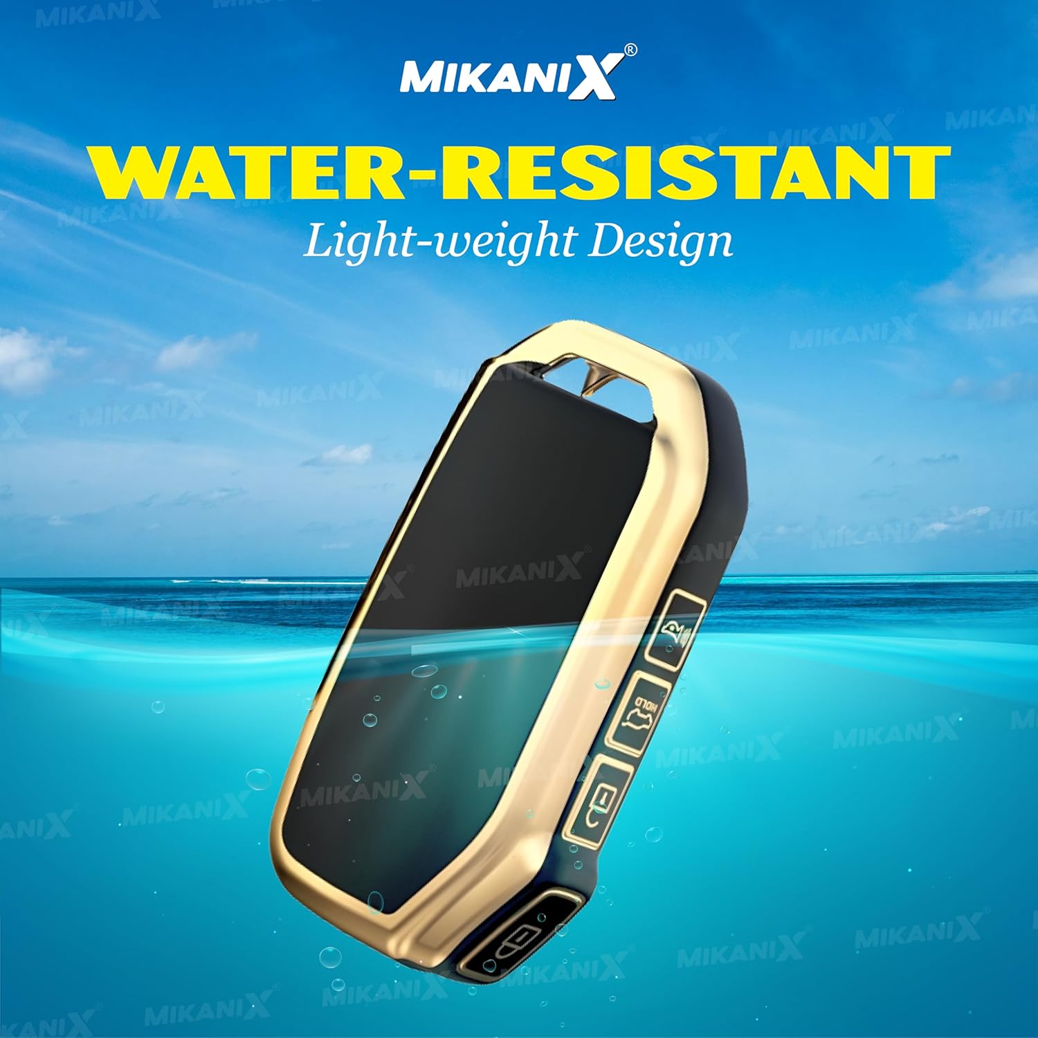 MIKANIX Premium Key Cover Compatible with Kia Seltos, Sonet, and Carens 2023 Onwards Models with a 3-Button flip Key | Elegant Black & Gold Protective Case Shell