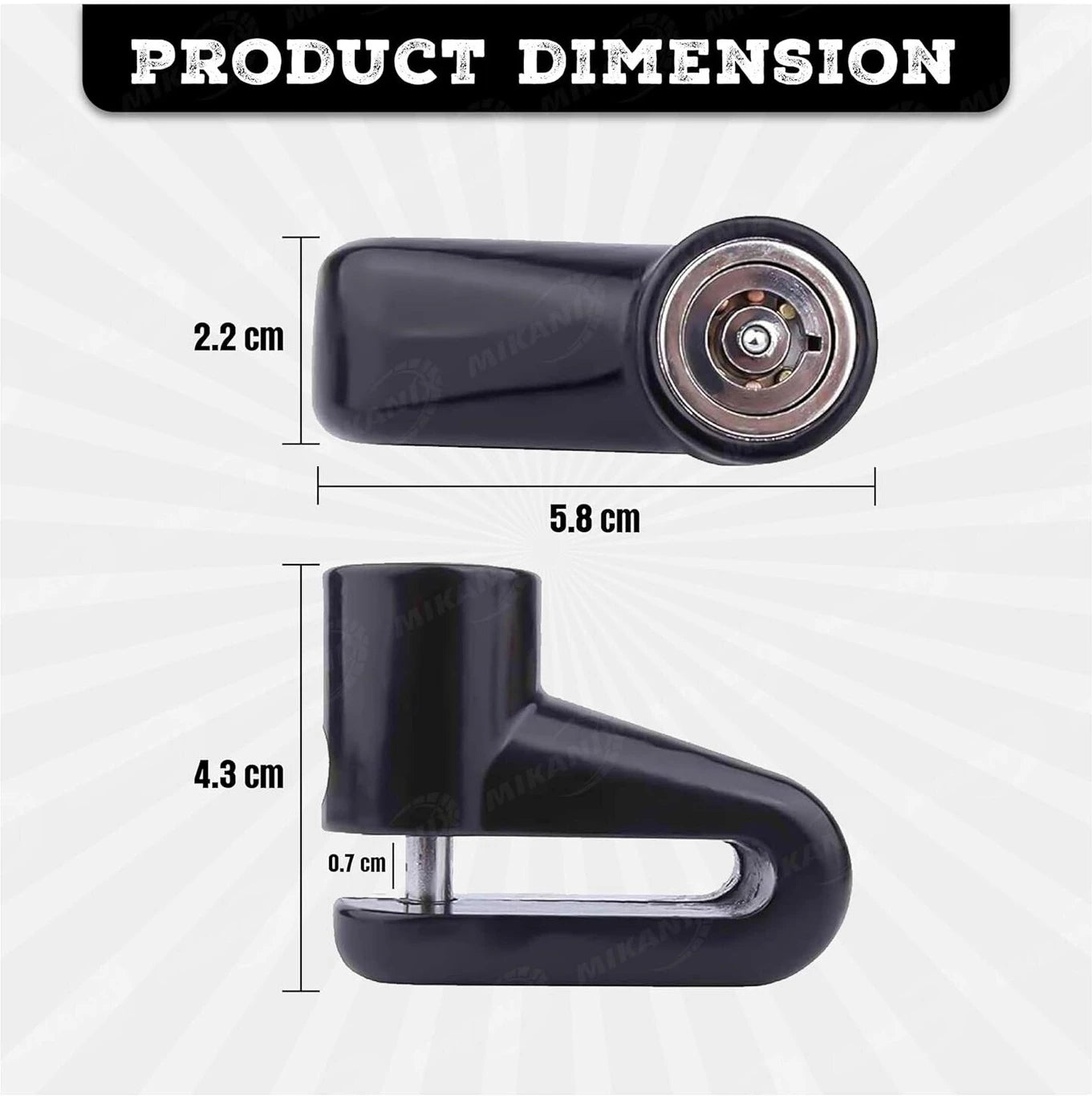 BRXR Stainless Steel Heavy Duty Anti Theft Motorcycle Disc Brake Lock for All Bikes Disc Lock (Black)