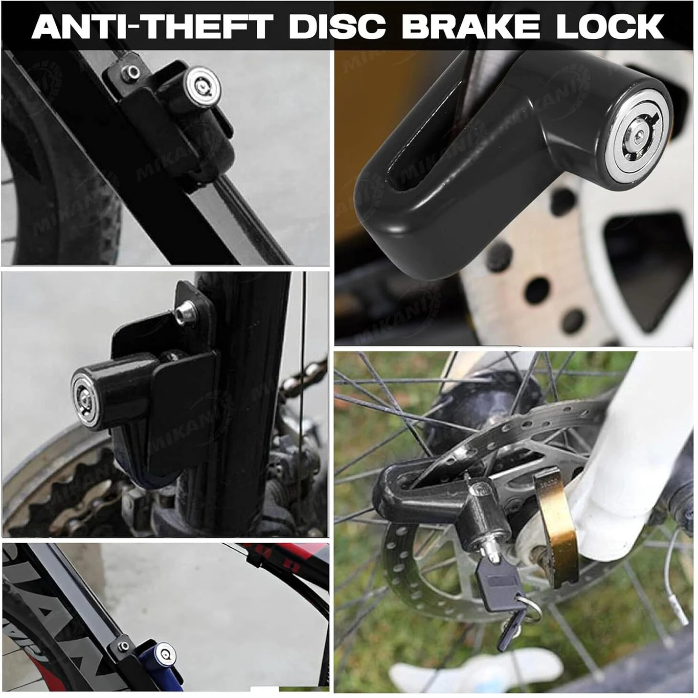 BRXR Stainless Steel Heavy Duty Anti Theft Motorcycle Disc Brake Lock for All Bikes Disc Lock (Black)