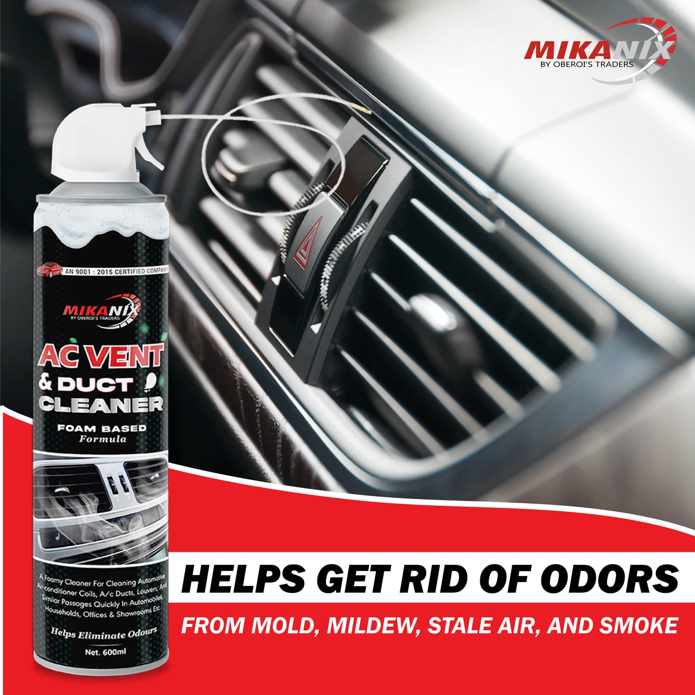 BRXR Car AC Vent & Duct Cleaner Odour Neutralizer Foam Spray With Microfiber Cloth For Vehicle Interior Cleaner & Home AC Vehicle Interior Cleaner (600 ml)