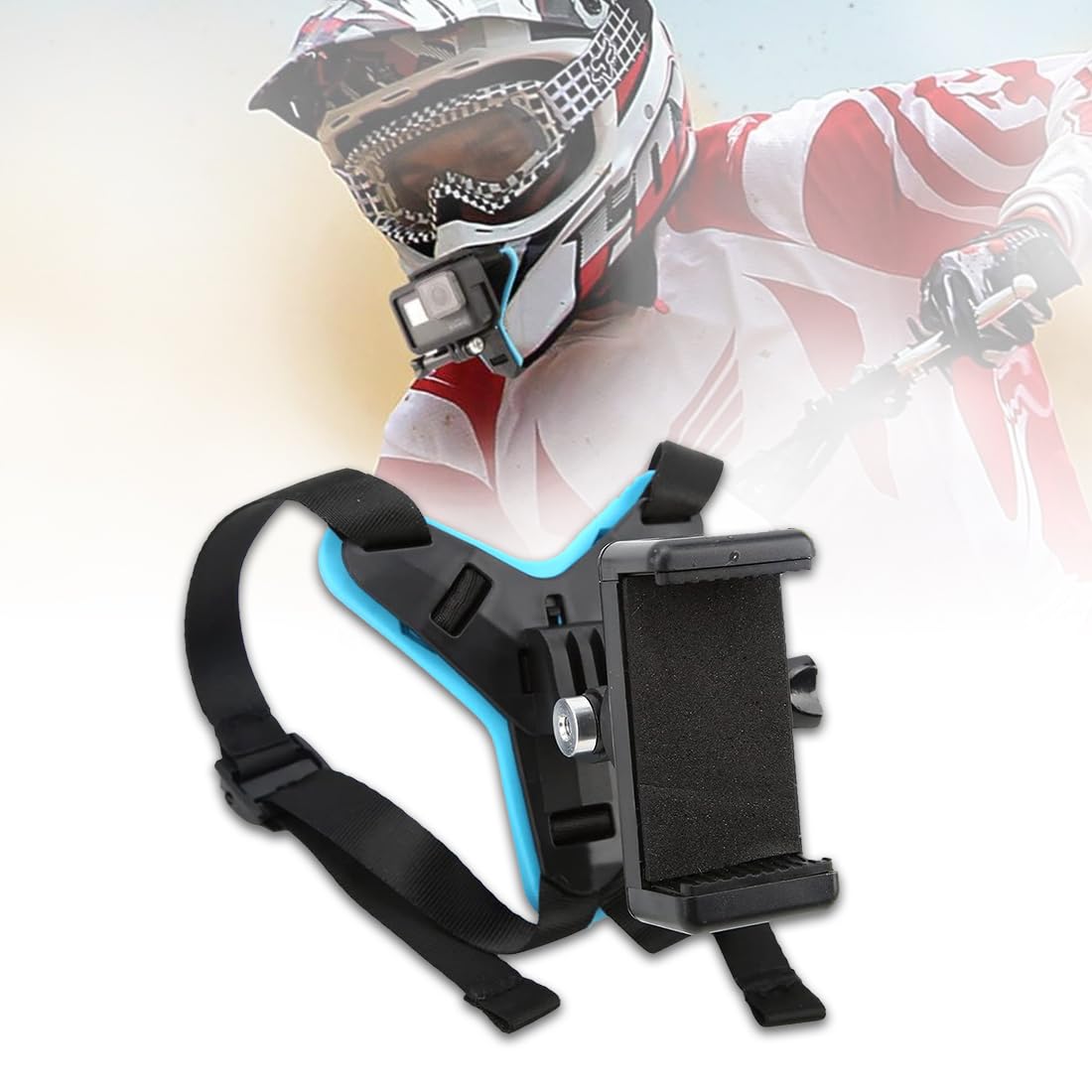 Mikanix Helmet/Camera/Chin/Jaw Mount Strap Belt with Mobile Clip & Screw Compatible with All Smart Phones Go pro Hero 9/8/7/6,SJCAM, Yi, DJI Osmo Action & Other Action Cameras