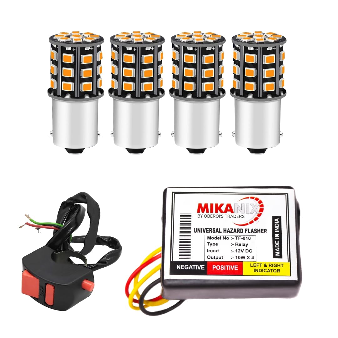 MIKANIX Universal Bike 360° LED Bulb/Hazard Indicator Flasher/Blinker Waterproof 16 Patterns Flasher Relay for LED/Bulb Indicators With Pattern Change Button/Switch