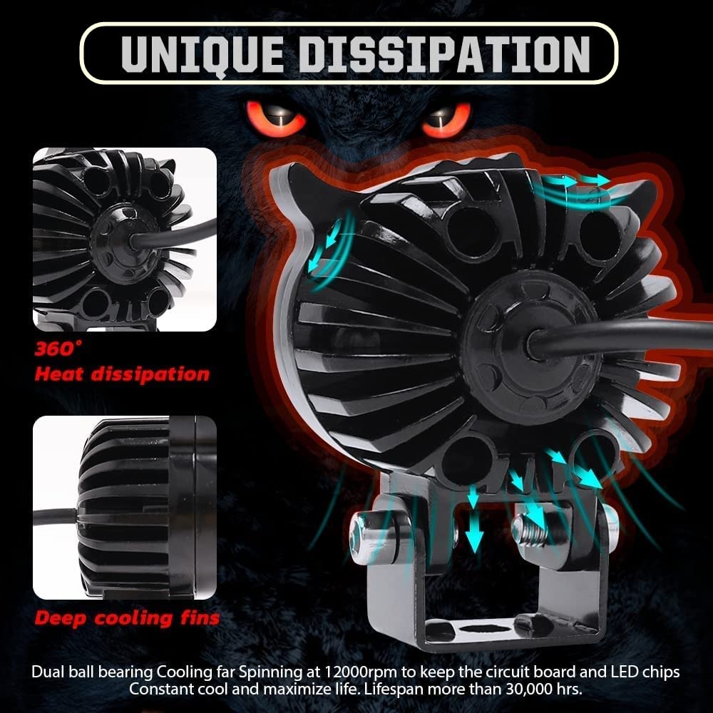 MIKANIX 1 YEAR WARRANTY 2 Led OWL Shape Fog White/Yellow light High & Low Beam | Flashing Mode With On-Off Switch | Fog Lamp, Dash Light, Motorbike, Car, LED