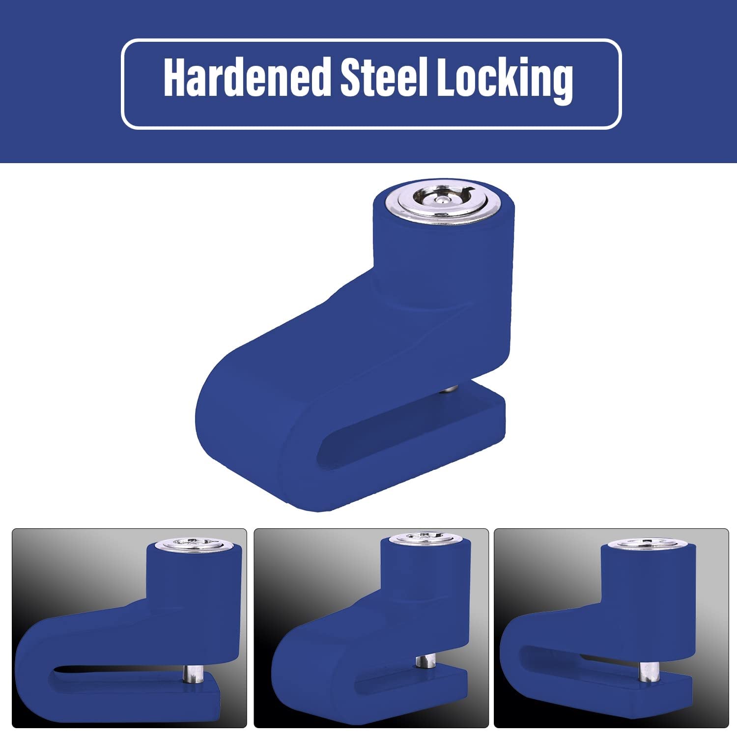 MIKANIX Stainless Steel Heavy Duty Anti Theft Motorcycle Disc Brake Lock for All Bikes and Scooty Security (Blue)