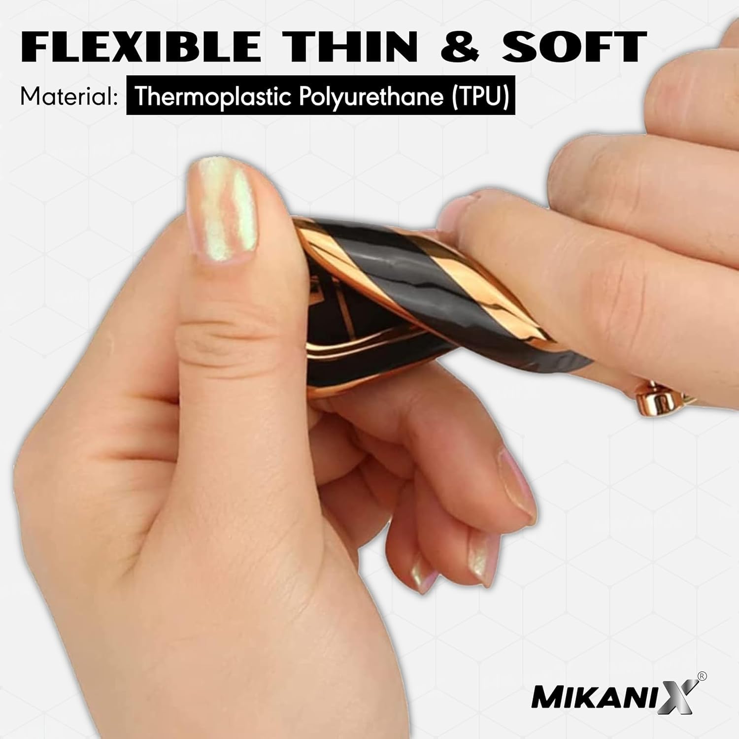 MIKANIX Premium Key Cover Compatible with Innova Crysta|Hycross Land Cruiser|Hilux|Toyota Hycross Innova 2-Button Smart Key | Elegant Black & Gold Protective Case Shell (Pack of 2)