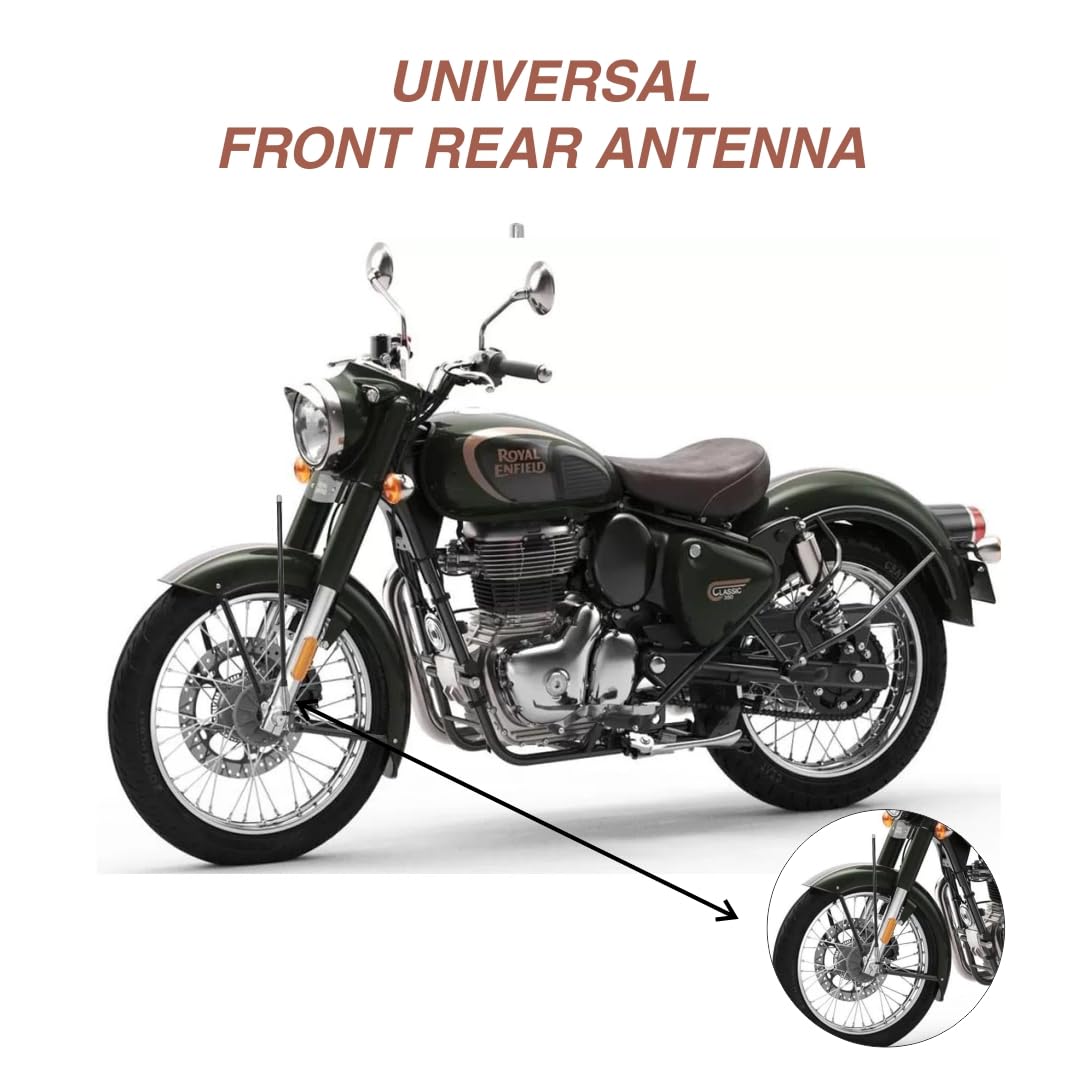 OBEROI'S TRADERS Bike Universal Decorative Front | Rear Aluminium Spring Antenna/Aerial Rod with Chrome Cap for Royal Enfield Bullet, Harley Davidson, Bajaj Avenger Motorcycle