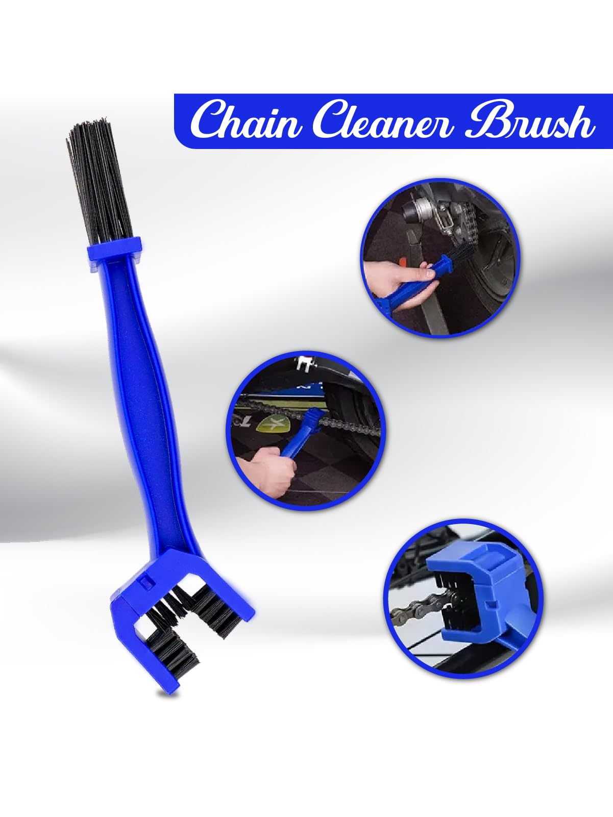 MIKANIX Bike Wheel Roller & Chain Cleaning Brush Combo | Paddock Wheel Roller for Easy Chain Cleaning & Lubrication | Motorcycles Chain Cleaning Tool Kit | Compatible with All Bike & Scooters