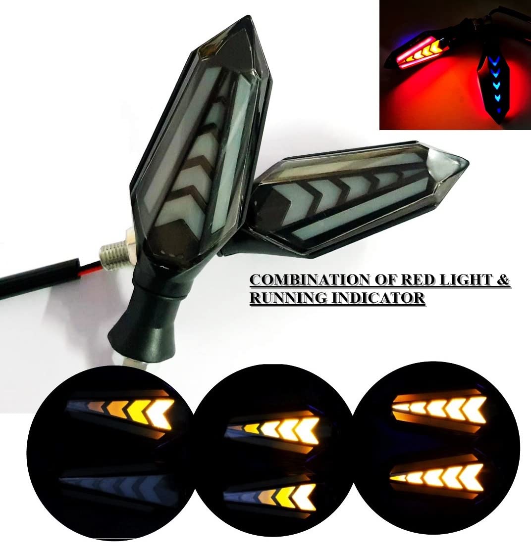 MIKANIX LED Running Light DRL Bike Turn Signal Indicator Lamp Universal for Motorbikes Combo