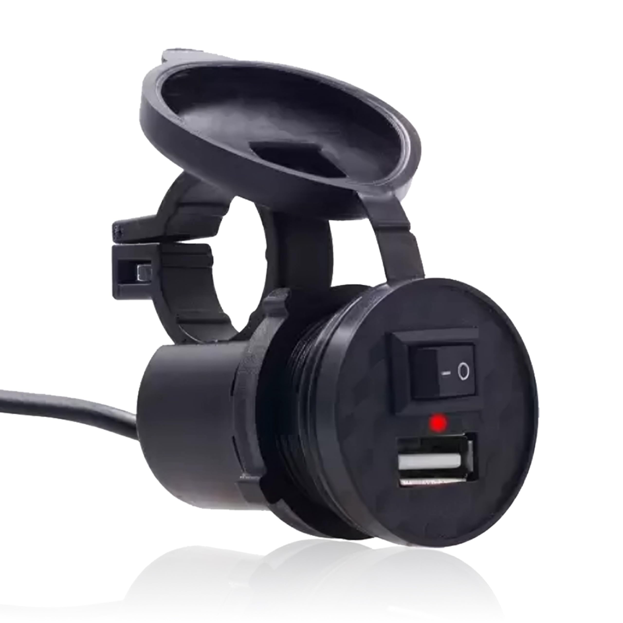 OBEROI'S TRADERS Waterproof Mobile USB Charger | Adapter Socket | Fast Charging Output : 5V-1.5A | Switch On/Off Button with Silicone Cover for Bike and Scooty