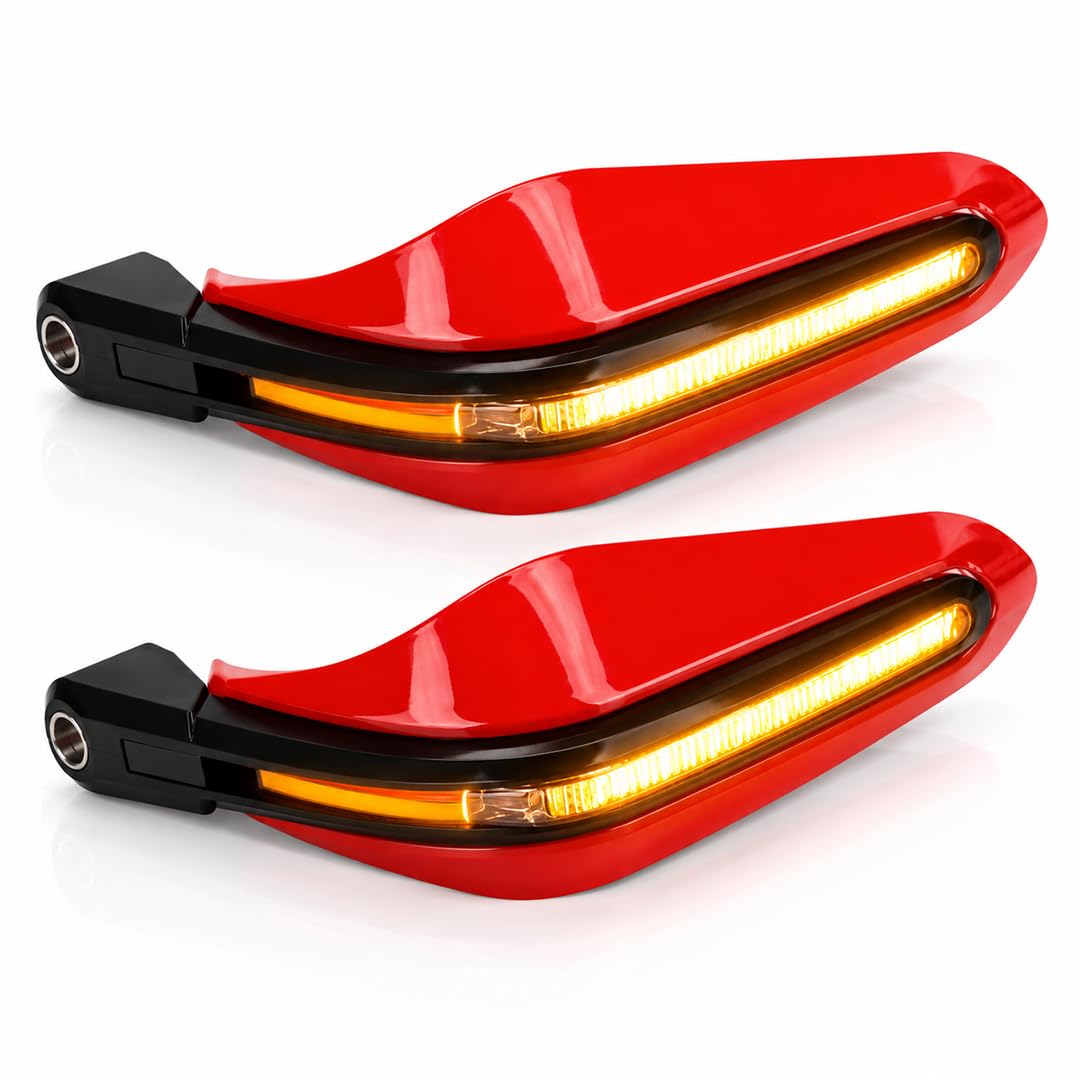 MIKANIX Universal Motorcycle Hand Guard with DRL LED Light | Brake & Clutch Lever Protector | Wind Deflector Hand Guard for All Bikes & Motorcycles