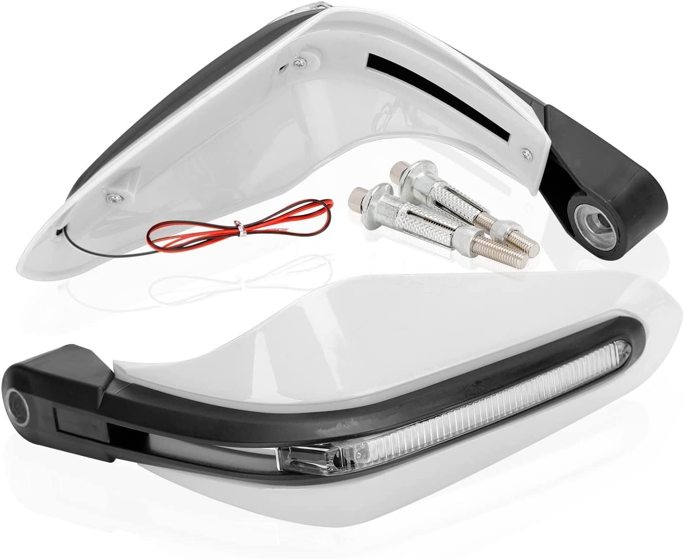 MIKANIX Motorcycle Universal Hand Guard/Brake, Clutch Lever Guard/Wind Deflector With Drl Led Light For All Bikes